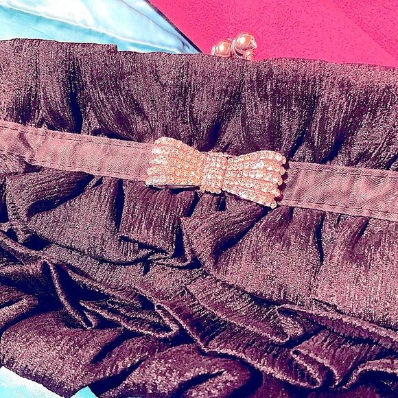 Big Crystal bow ruffled handbag Vtg Pristine 12" wide sparkly rhinestones bling - Picture 2 of 8